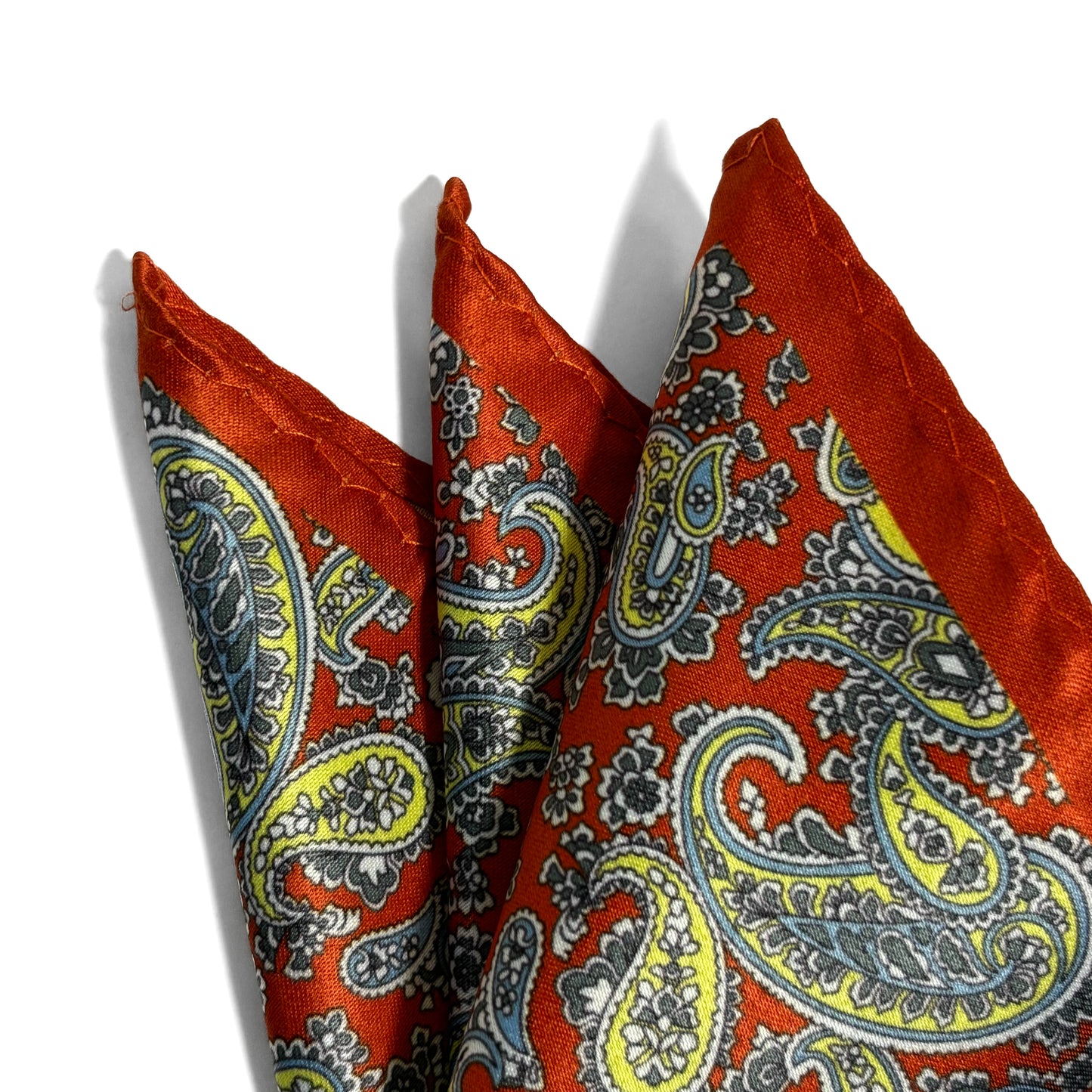 Orange & Green Paisley Pocket Square