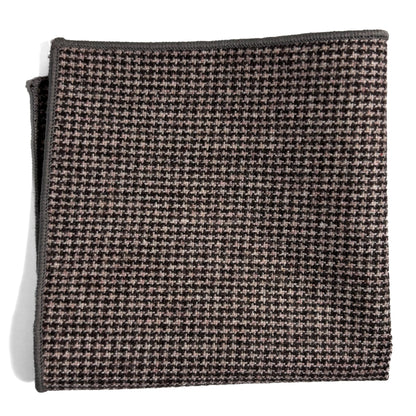 Brown Houndstooth Wool Pocket Square