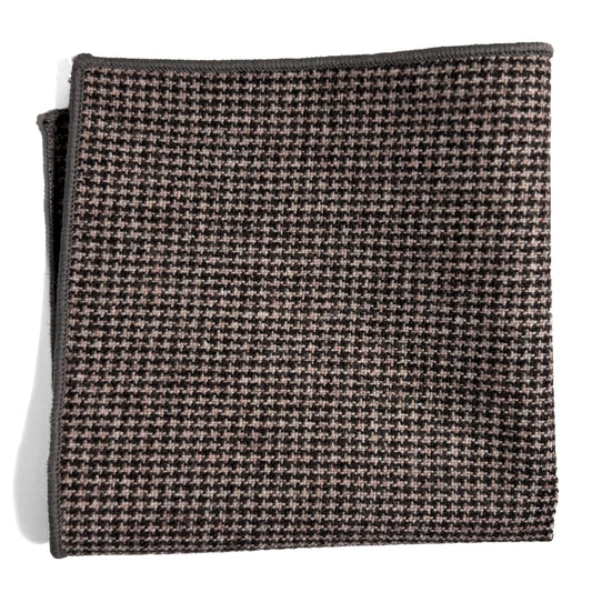 Brown Houndstooth Wool Pocket Square