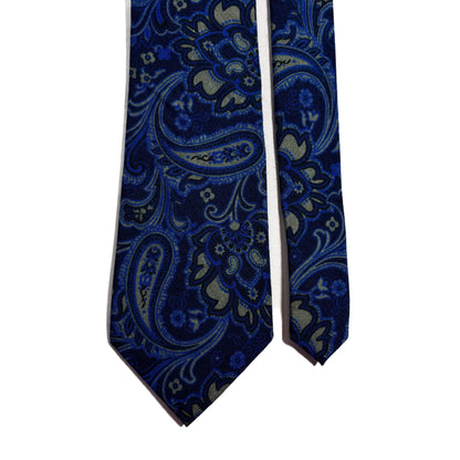 Navy Blue Paisley Wool Tie