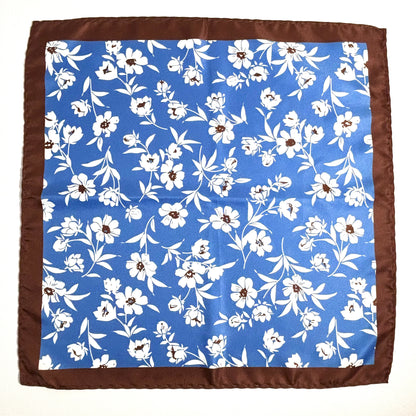 Light Blue & Brown Floral Pocket Square