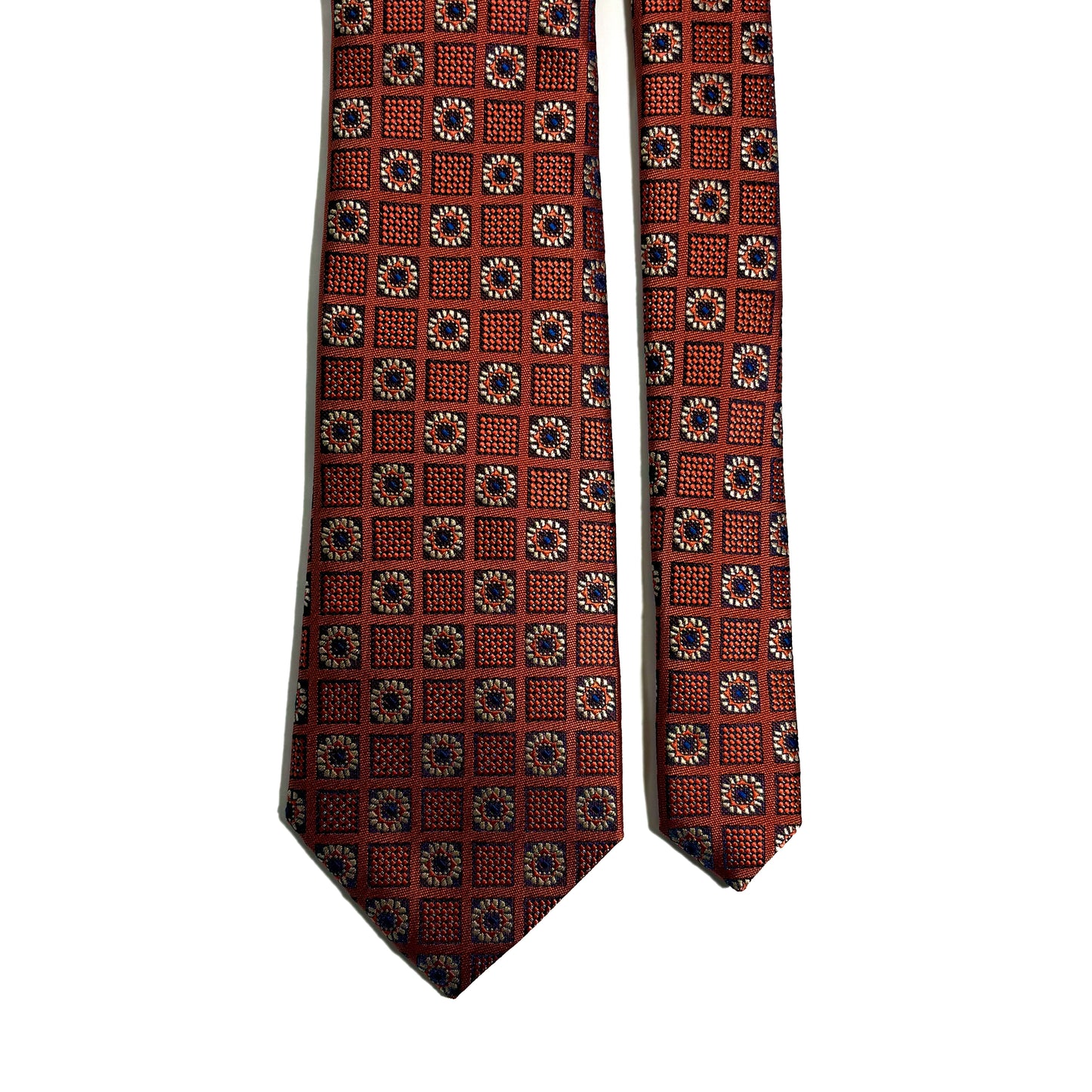 Copper Orange Floral Geometric Jacquard Tie