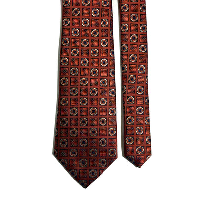Copper Orange Floral Geometric Jacquard Tie