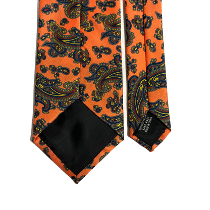 Orange Paisley Printed Tie