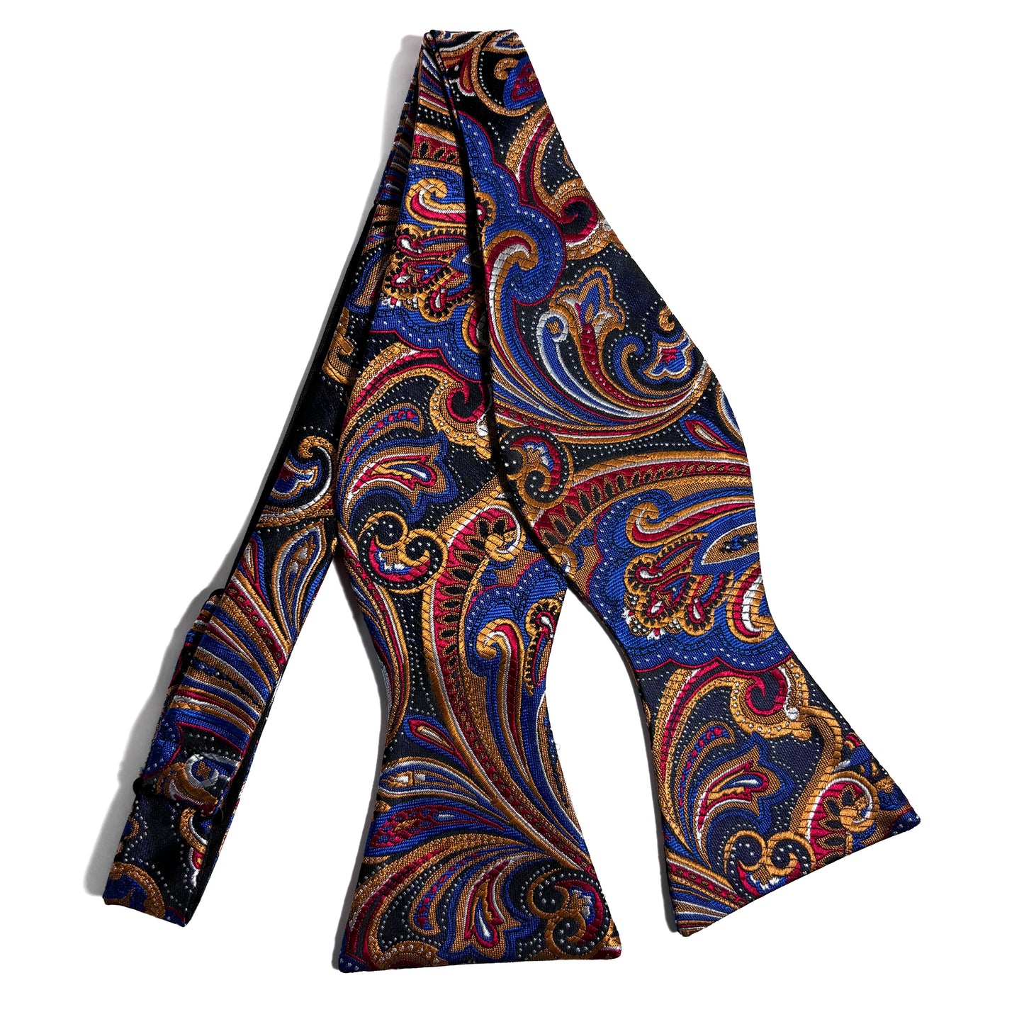 Self-Tie Black & Gold Paisley Silk Bow Tie