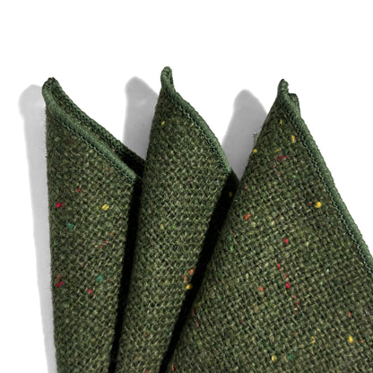 Moss Green Fleck Wool Pocket Square