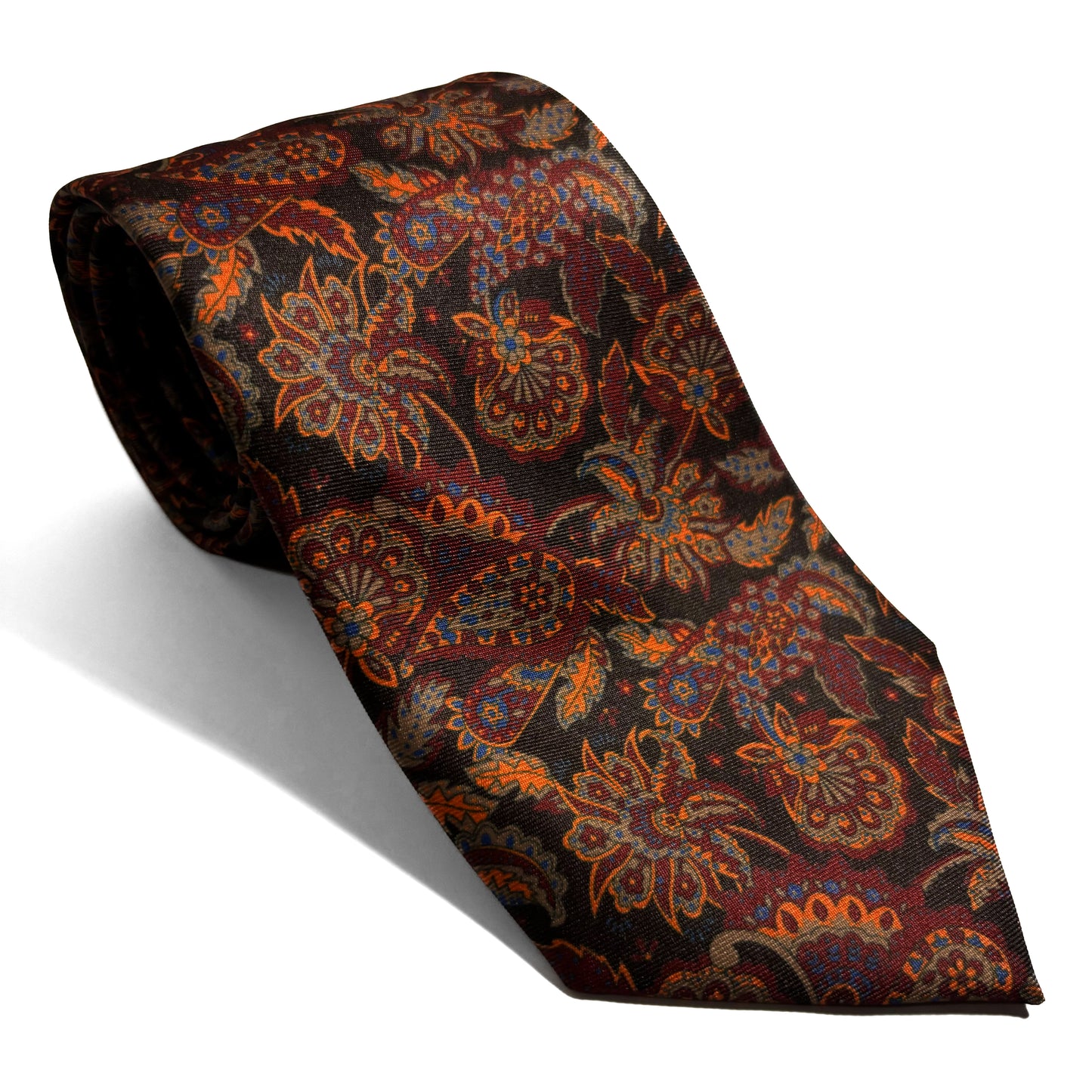 Dark Brown Floral Printed Tie