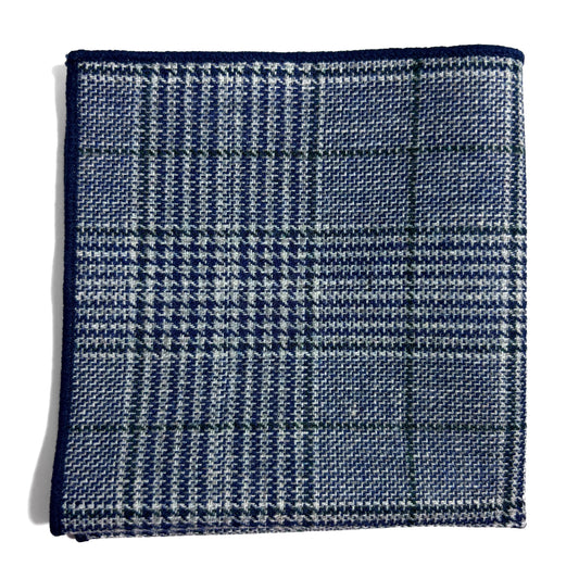 Light Blue Check Wool Pocket Square