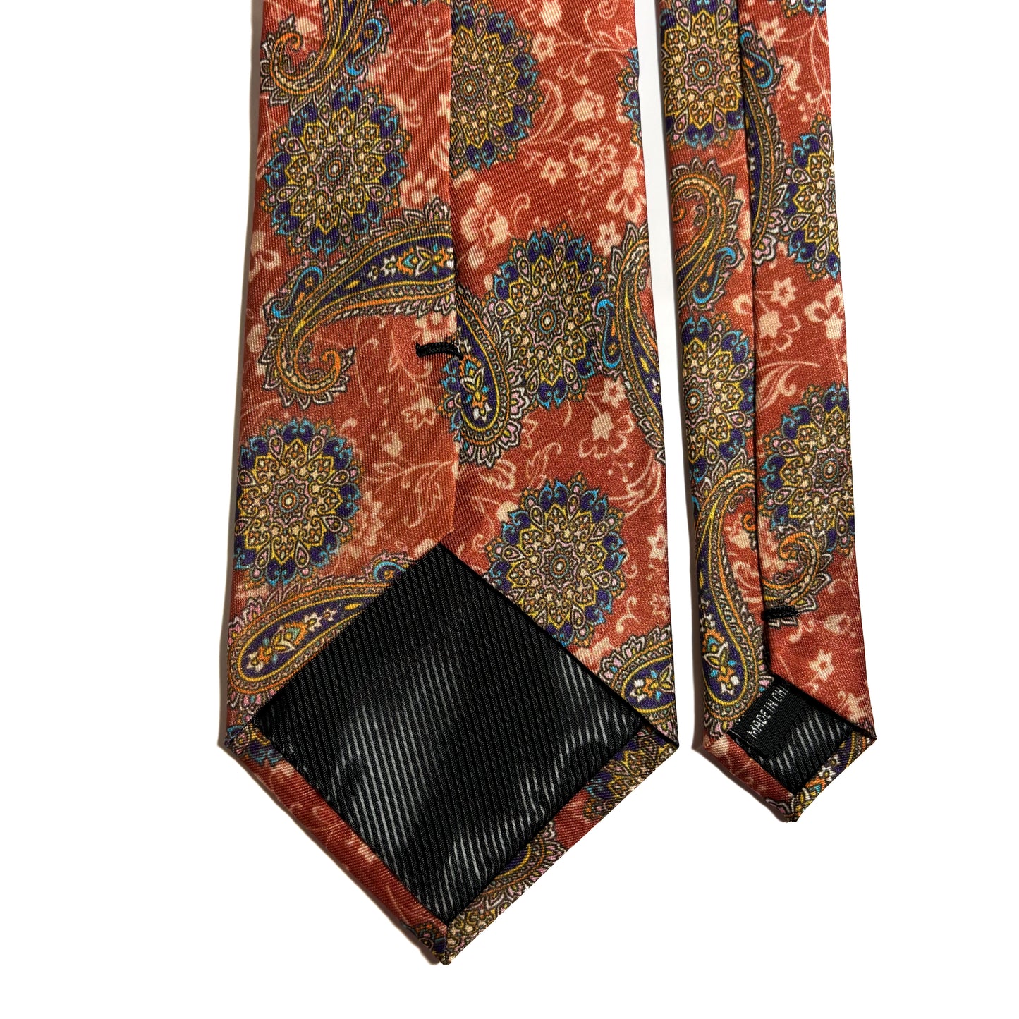 Wide Burnt Orange Paisley Printed Tie