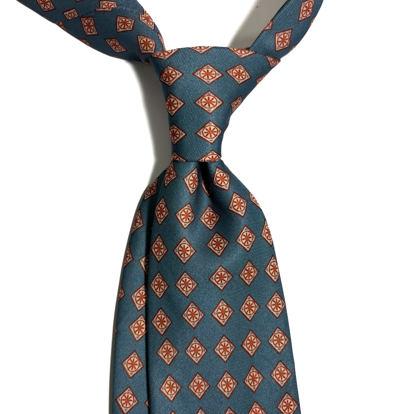 Wide Steel Blue Diamond Printed Tie