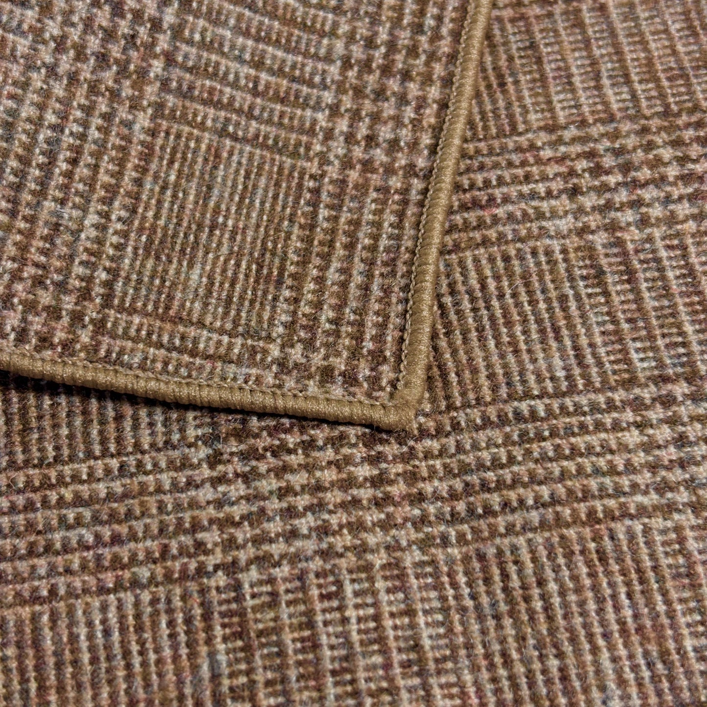 Light Brown Glen Check Wool Pocket Square