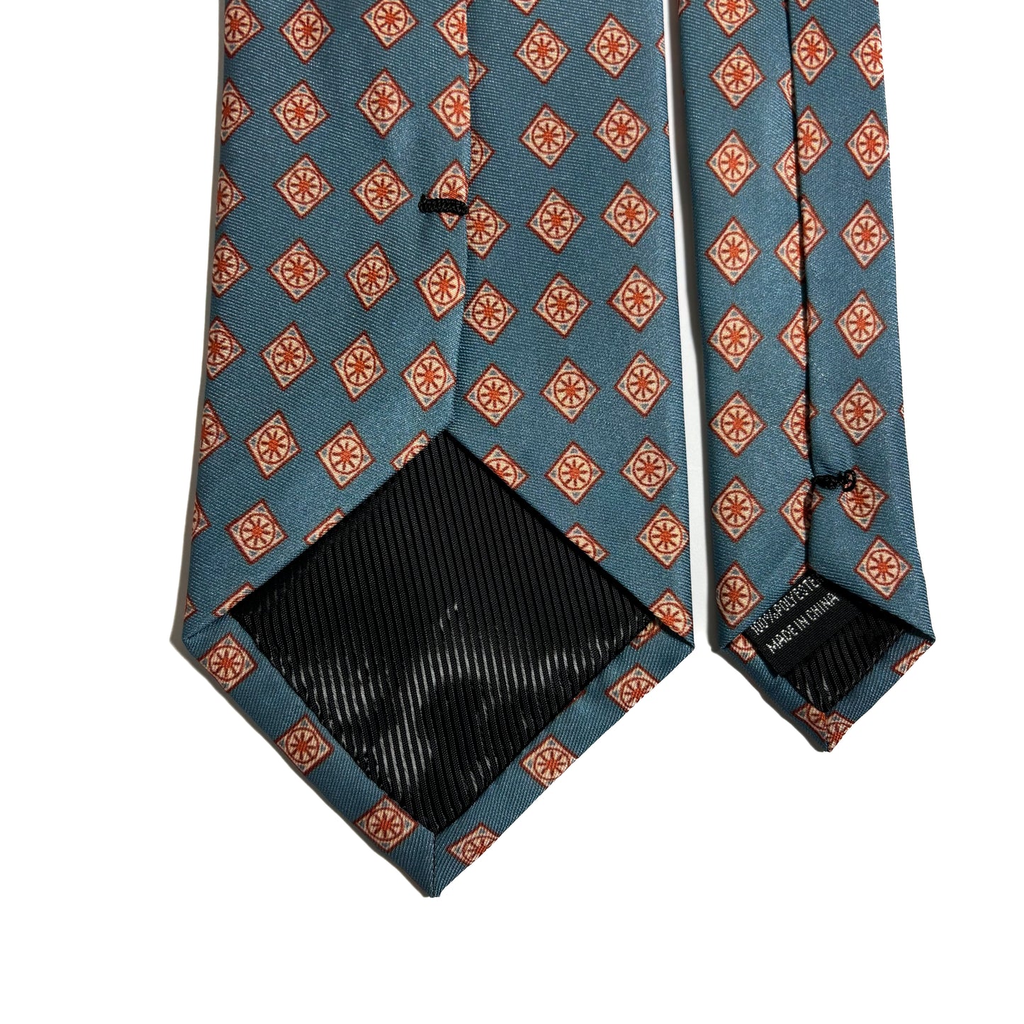 Wide Steel Blue Diamond Printed Tie