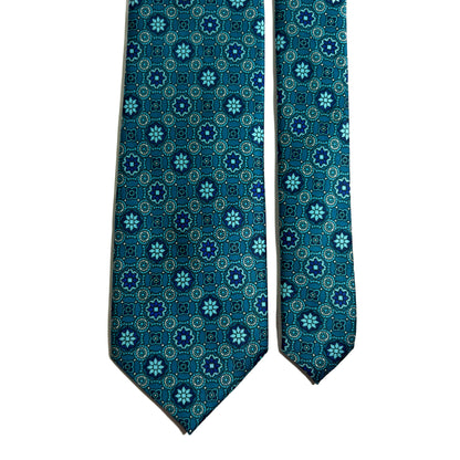 Teal Geometric Printed Tie