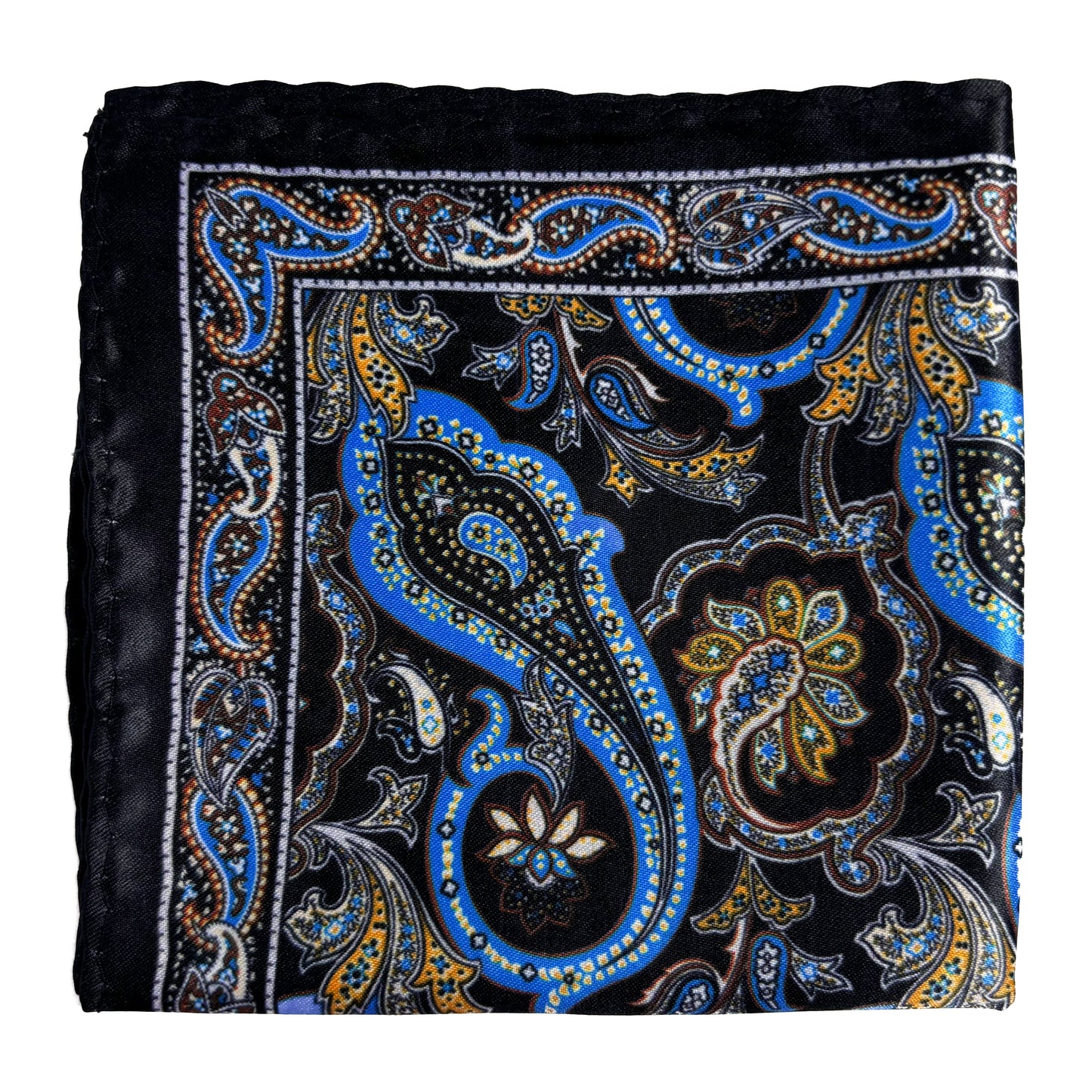 Black & Blue Paisley Pocket Square