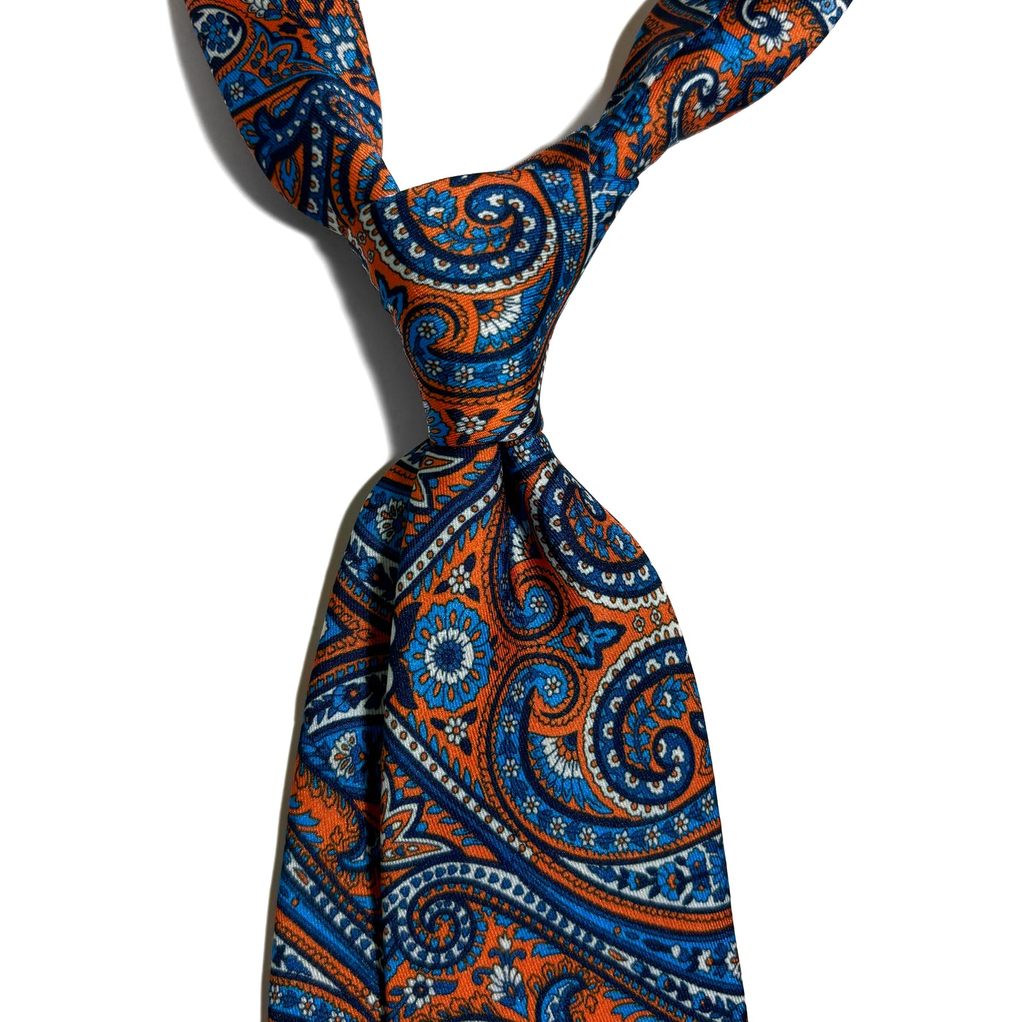 Orange & Blue Large Paisley Printed Tie