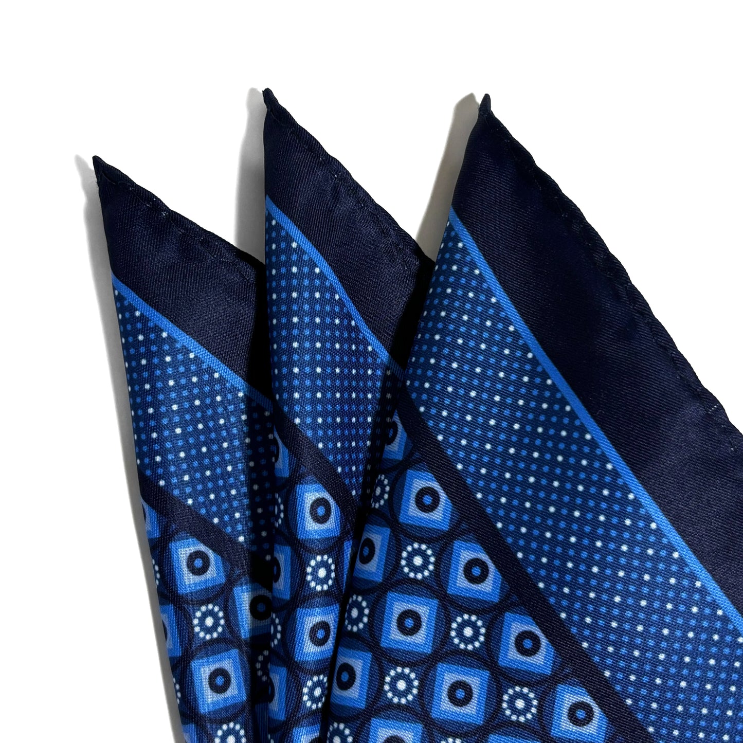 Navy Blue Geometric Pocket Square