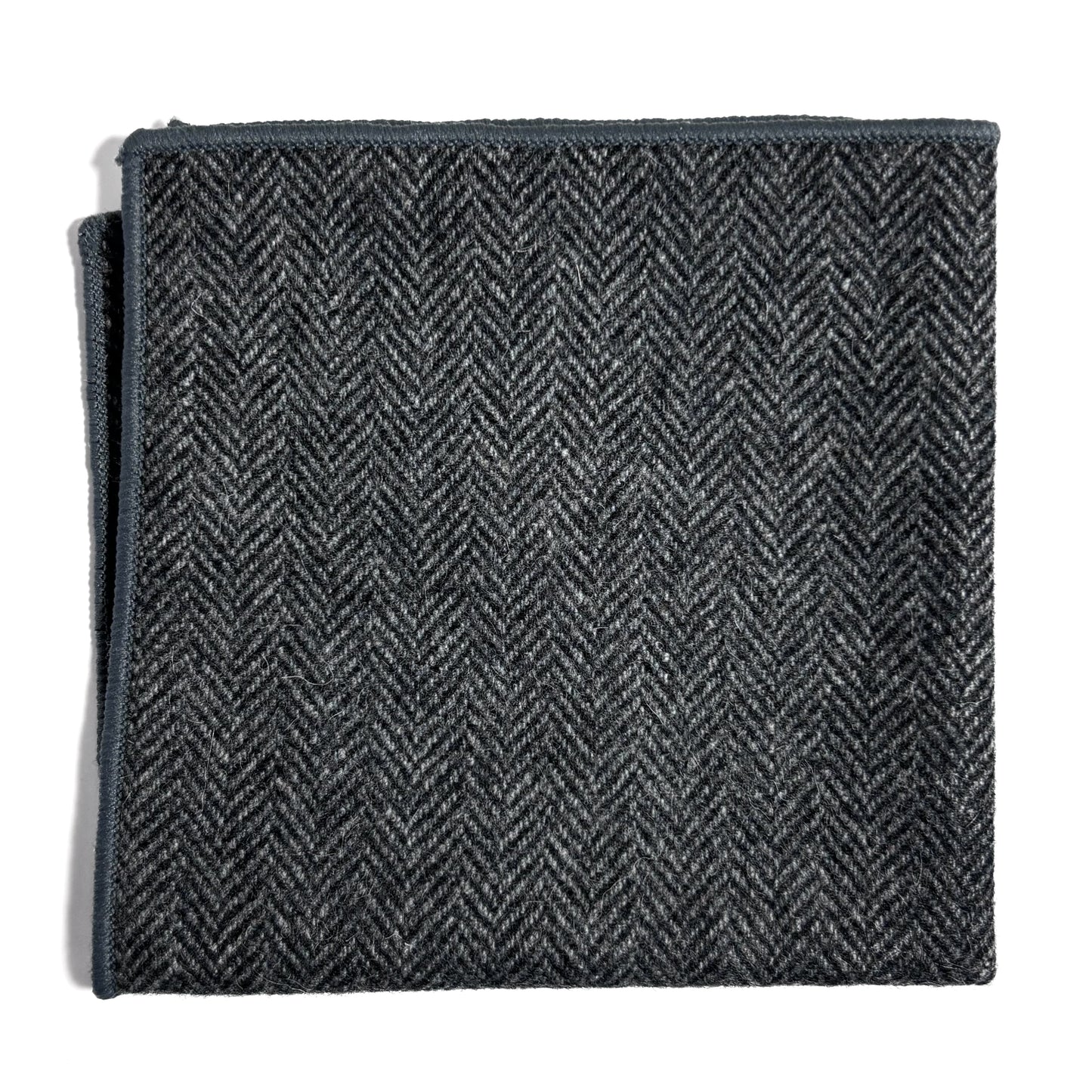 Gray Herringbone Wool Pocket Square