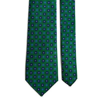Green & Blue Geometric Printed Tie