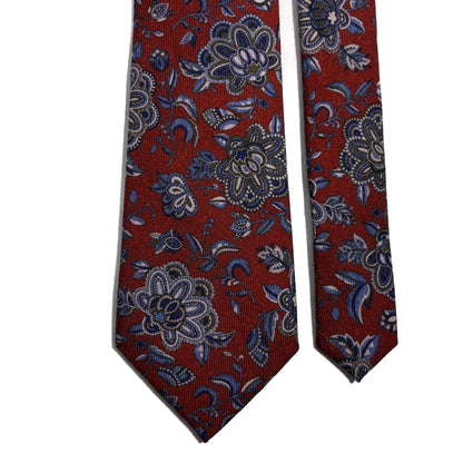 Rust Brown Floral Wool Tie