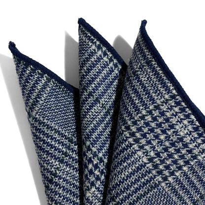 Light Blue Check Wool Pocket Square