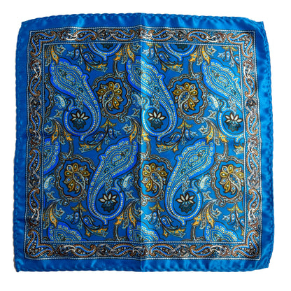 Aqua & Blue Paisley Pocket Square