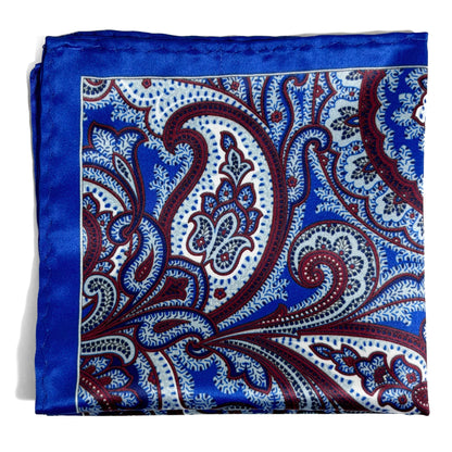 Royal Blue & Burgundy Paisley Pocket Square