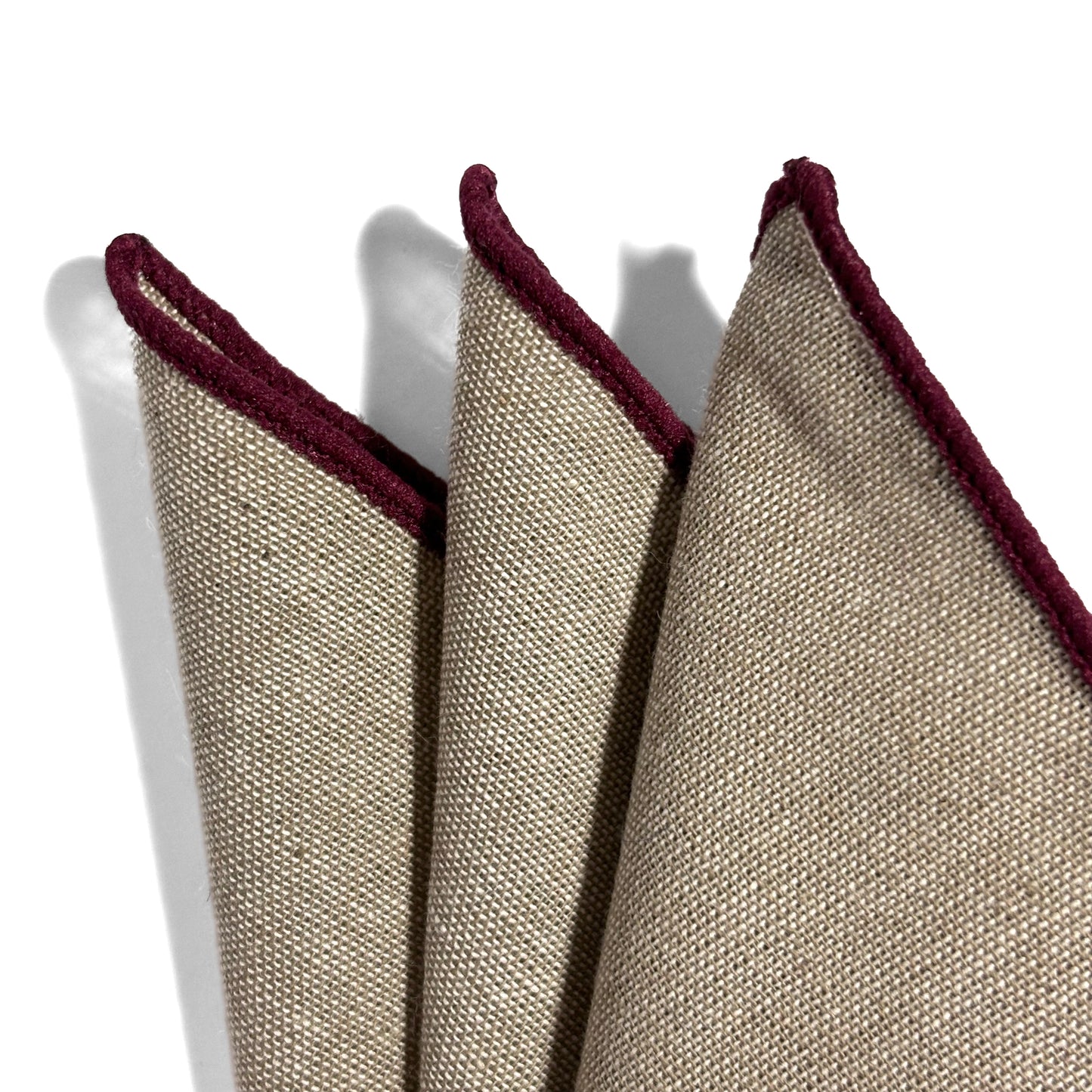 Dark Beige & Mauve Linen/Cotton Pocket Square