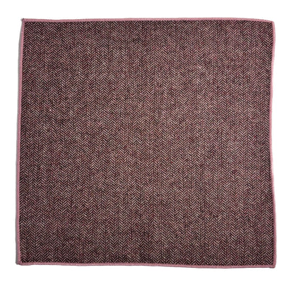 Pink Herringbone Wool Pocket Square