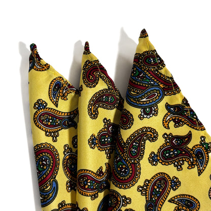 Yellow Paisley Pocket Square