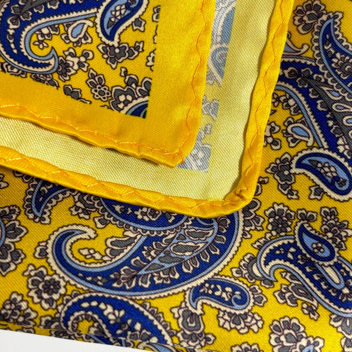 Yellow & Royal Blue Paisley Pocket Square