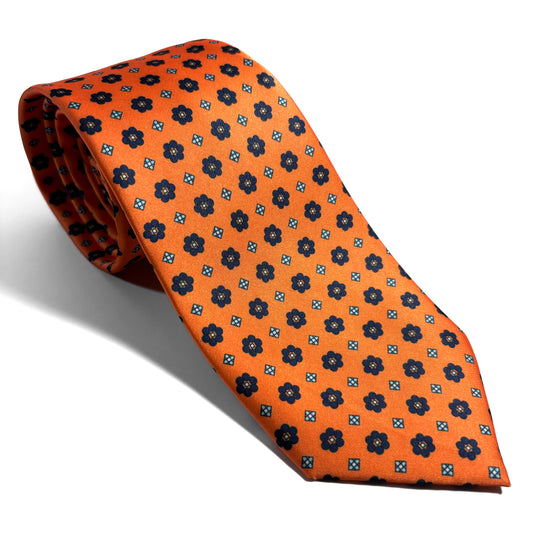 Orange Floral Printed Tie