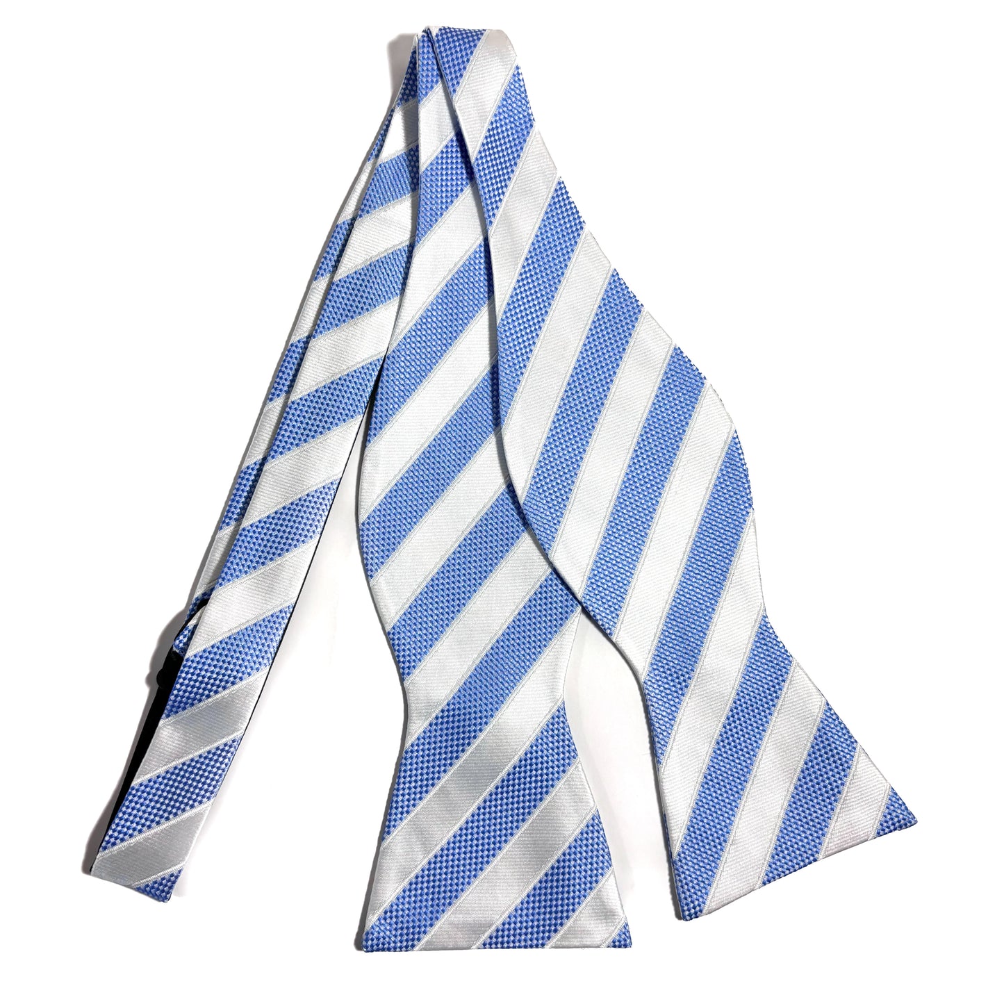 Self-Tie Light Blue & White Striped Silk Bow Tie