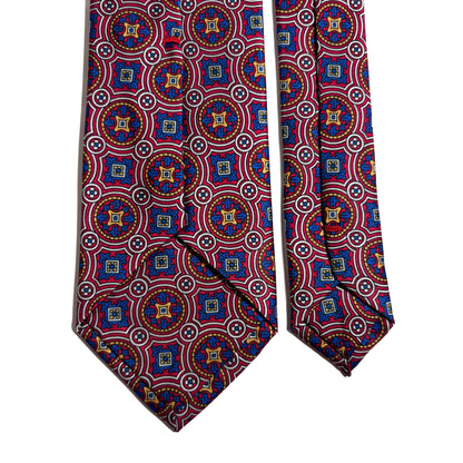 Red & White Medallion Printed Tie