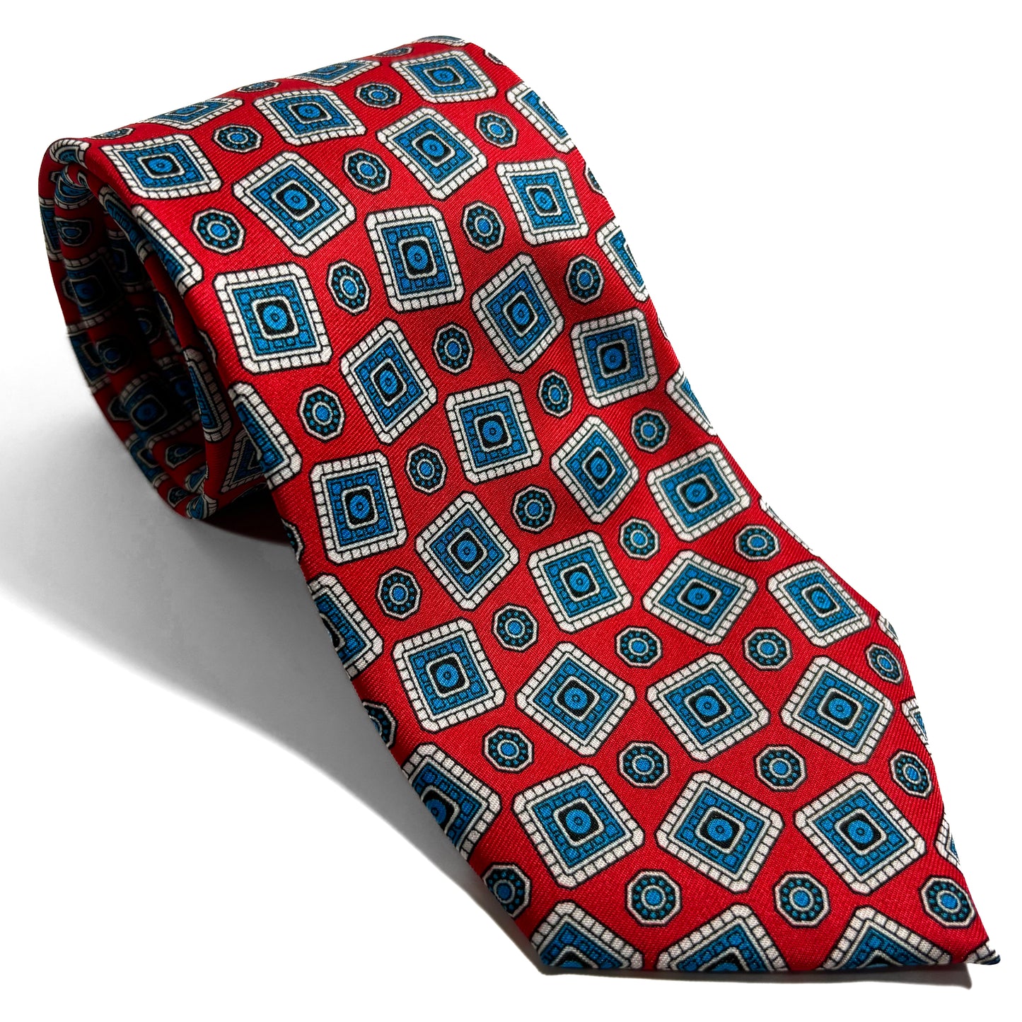 Red Falling Blocks Silk Tie