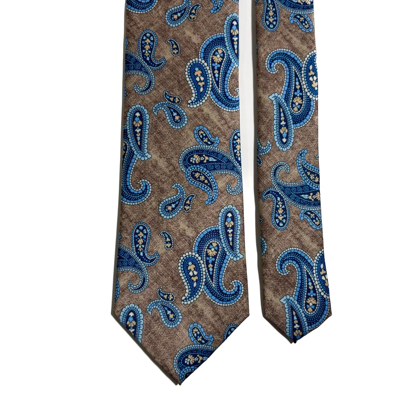 Brown & Blue Paisley Printed Tie