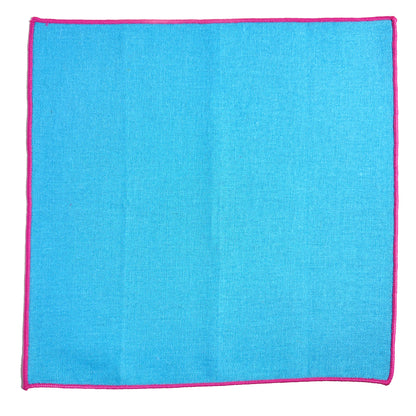 Light Blue & Pink Linen/Cotton Pocket Square