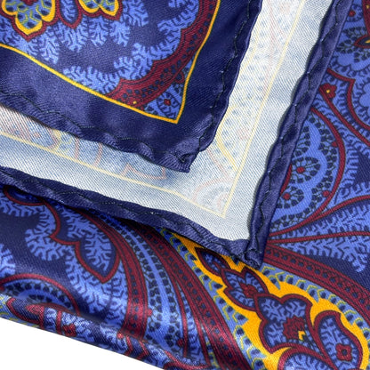 Indigo & Yellow Paisley Pocket Square