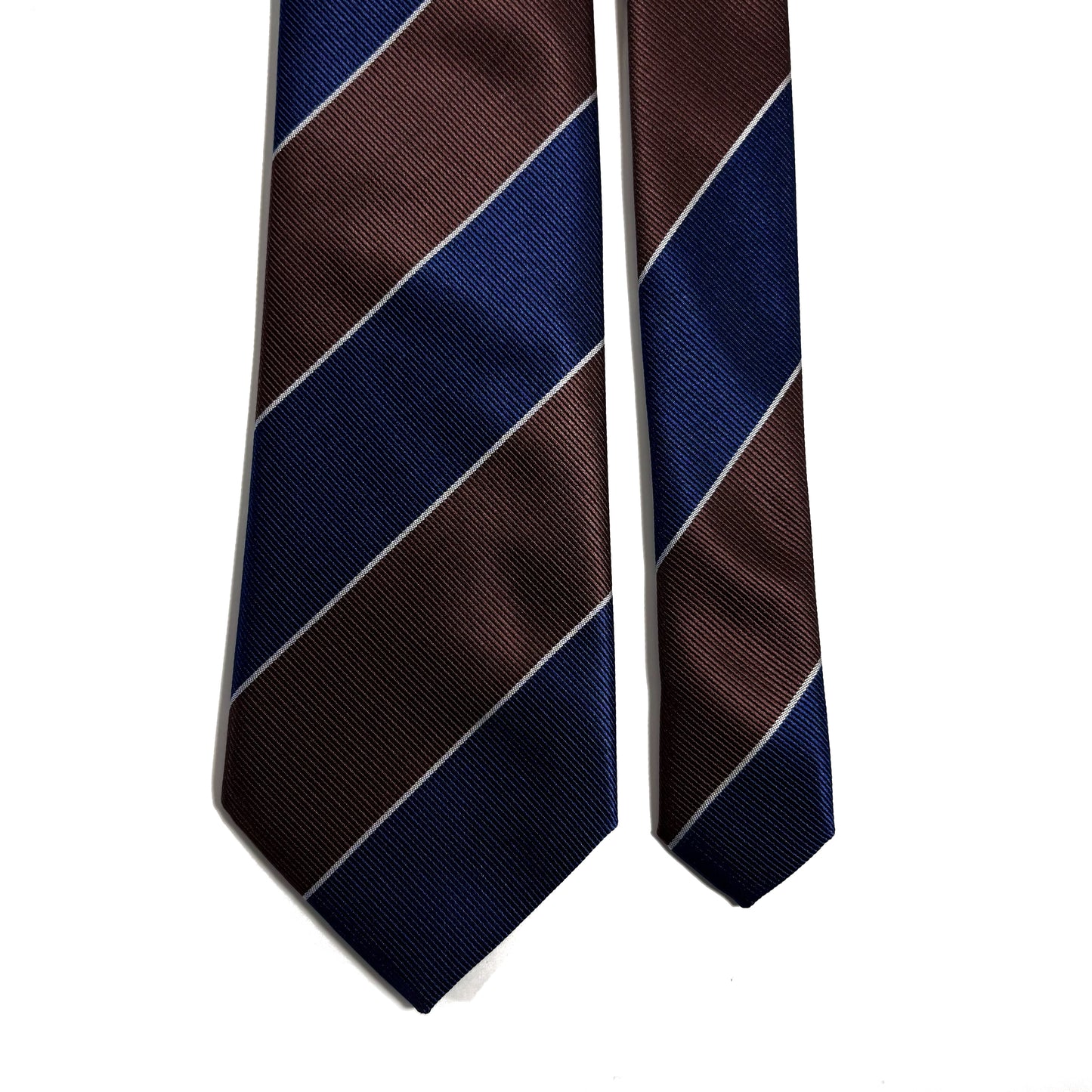 Brown & Blue Striped Repp Tie