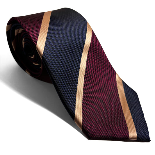 Navy Blue / Burgundy / Gold Striped Tie