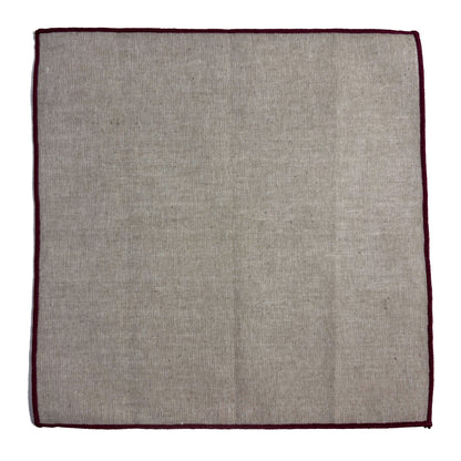 Dark Beige & Mauve Linen/Cotton Pocket Square