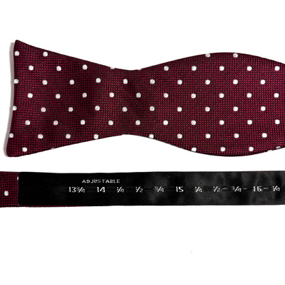 Self-Tie Burgundy Polka Dot Silk Bow Tie