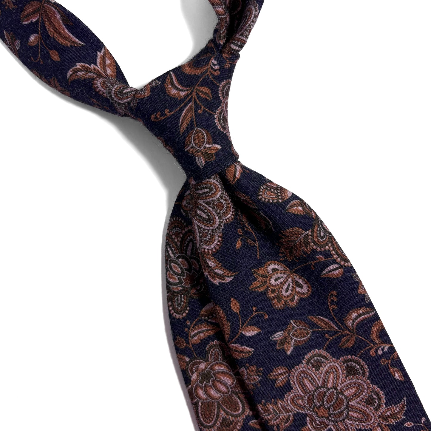 Navy Blue Floral Wool Tie