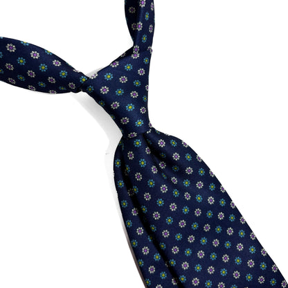 Navy Blue Floral Neats Printed Tie