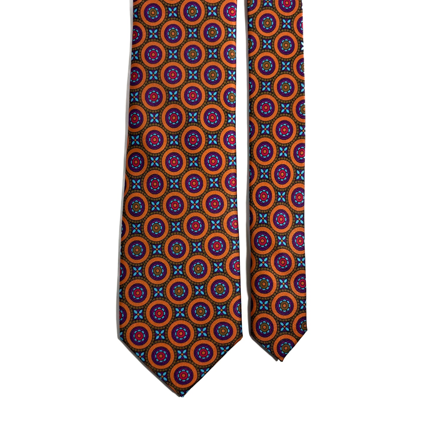 Orange & Brown Medallion Printed Tie