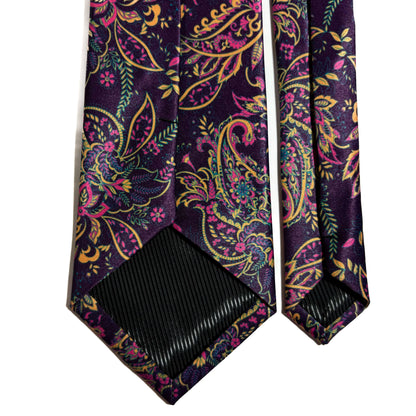 Purple Floral Motif Printed Tie