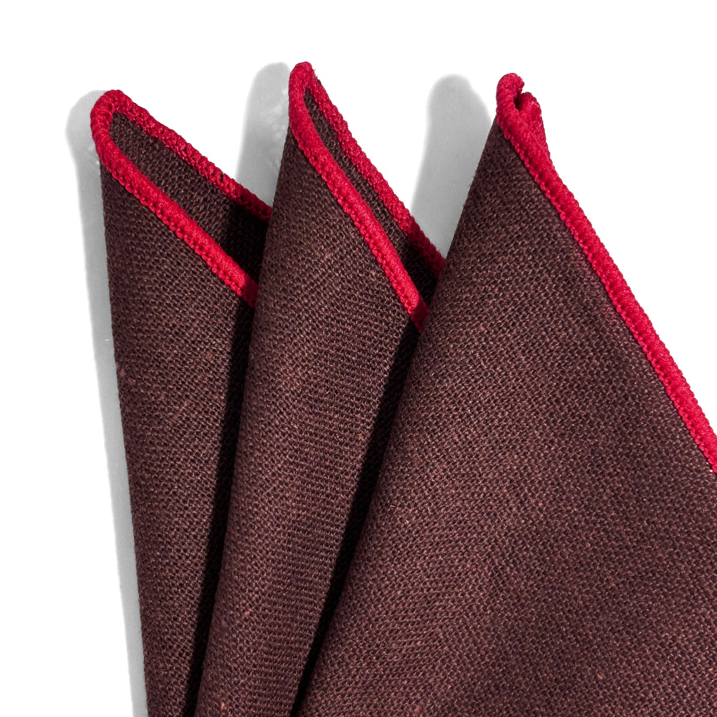 Brown & Red Linen/Cotton Pocket Square