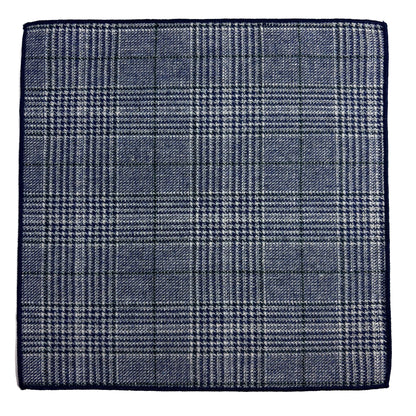 Light Blue Check Wool Pocket Square