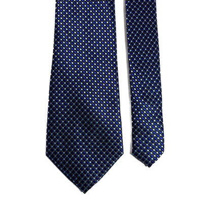 Navy Blue Geometric Squares Jacquard Tie