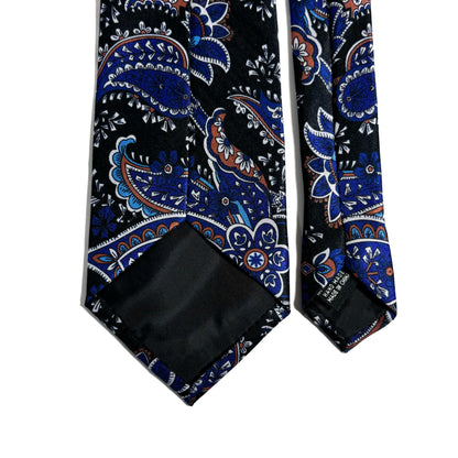 Blue & Black Paisley Printed Tie