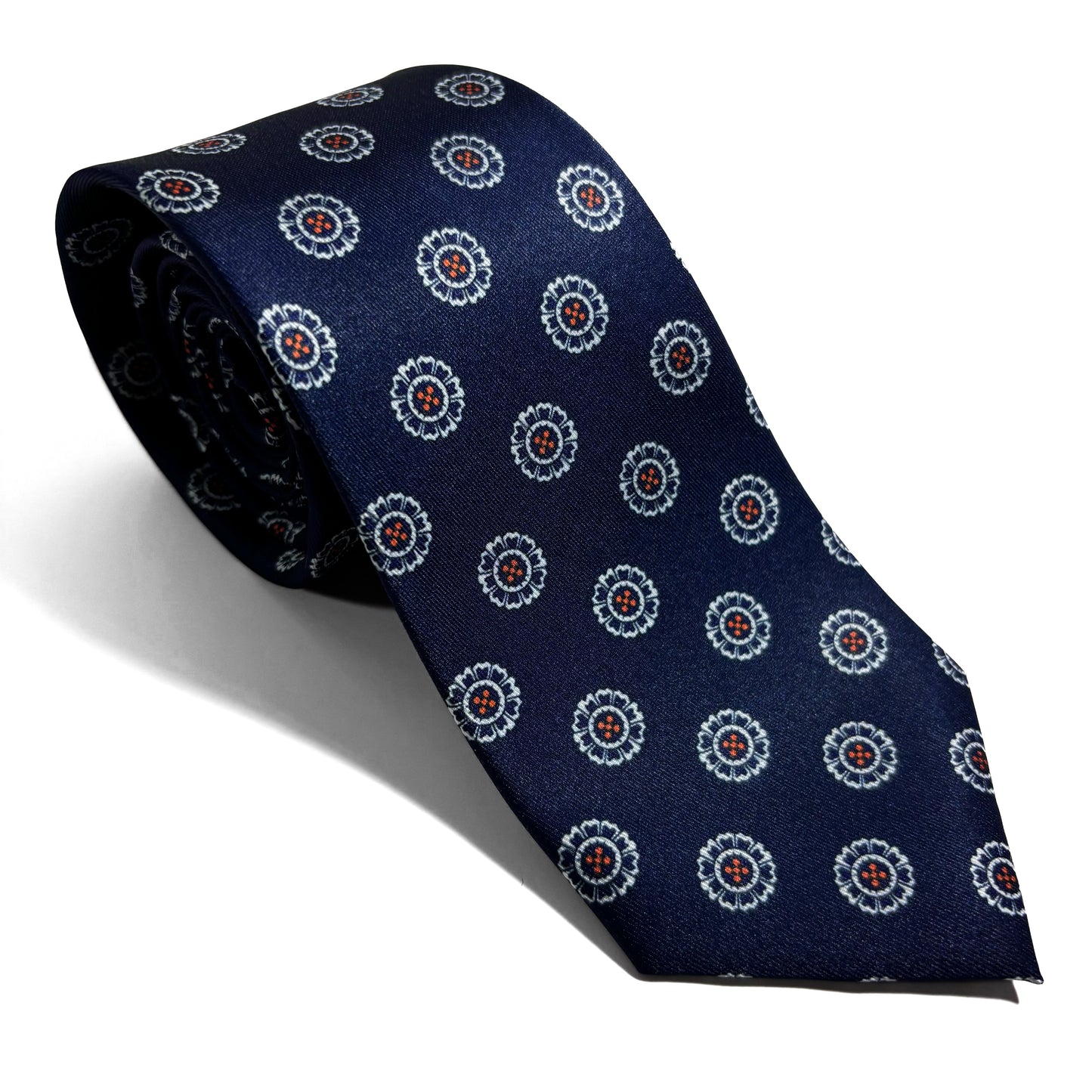 Navy Blue Floral Medallion Printed Tie